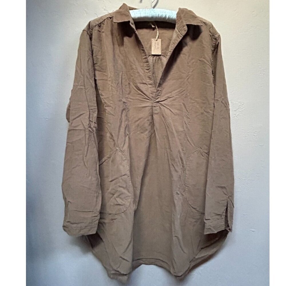 CP Shades Womens Teton Tunic Top Large Micro Corduroy Long Sleeve Taupe 798 New